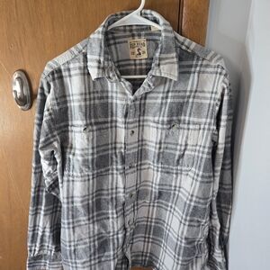 RedHead Men's Gray & White Plaid Button-Up Flannel Shirt